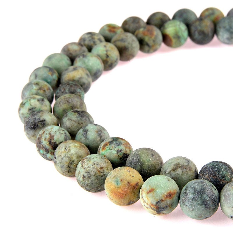 PLTbeads Natural Gemstone Loose Beads Matte Approxi 15.5 inch DIY Bracelet Necklace for Jewelry Making (10mm  Matte Africa Turquoise) - Image 1